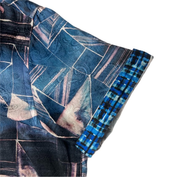 Robert Graham oceanic Abstract Short Sleeve Button Up Silk Shirt XL - Picture 7 of 10
